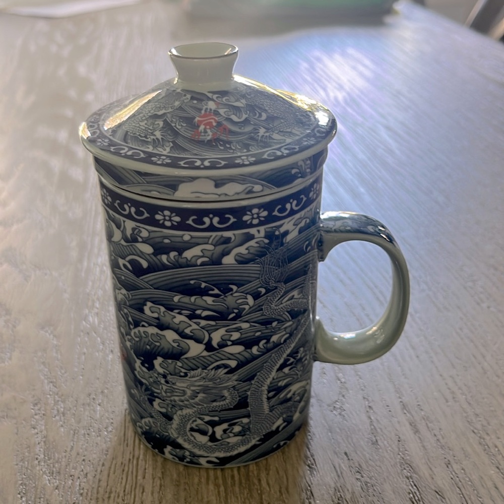 Chinese Tea Mug with Lid and Removable Ceramic Strainer